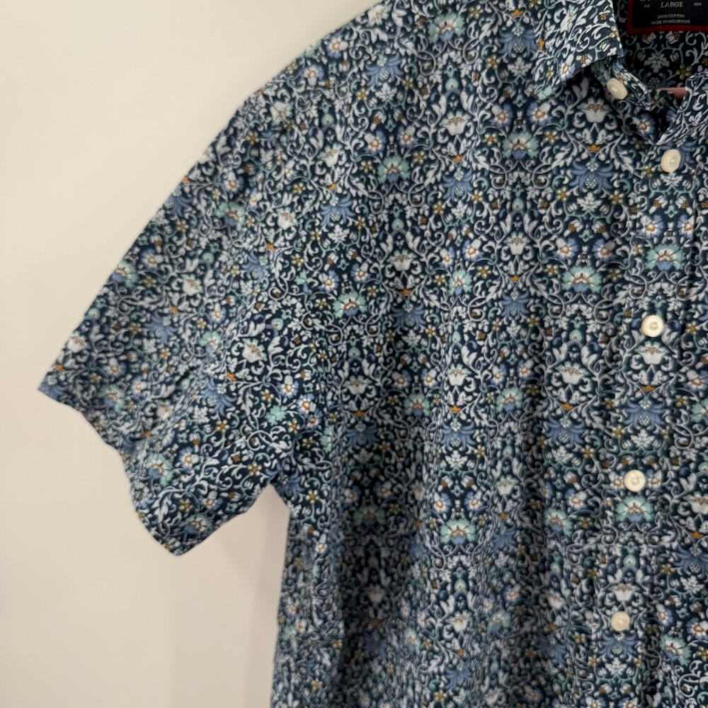 UNTUCKit Alverdi Shirt Men’s Large short sleeve blue floral button down 40643 - Picture 6 of 16